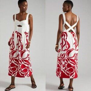 Anthropologie Front Cutout Tropical Senorita Maxi Dress